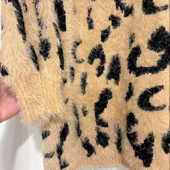 Lulus Wild And Sweet Tan Leopard Print Off-the-shoulder Sweater Dress Brown - Picture 5 of 5